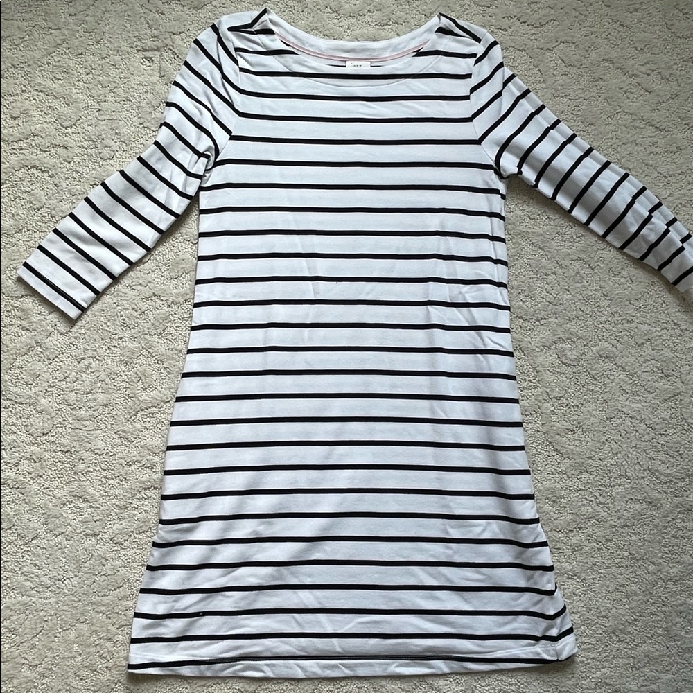 A New Day Black & White Striped Dress with Pockets Large